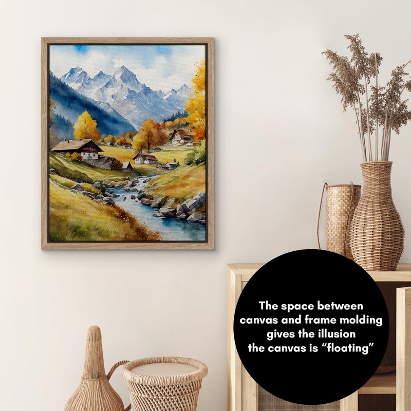 Americanflat 16x20 Canvas Floating Frame with Adhesive Strips Included - Vertical and Horizontal Floating Frame for Artwork - Canvas Frames for Wall Display - Oak - Image 5