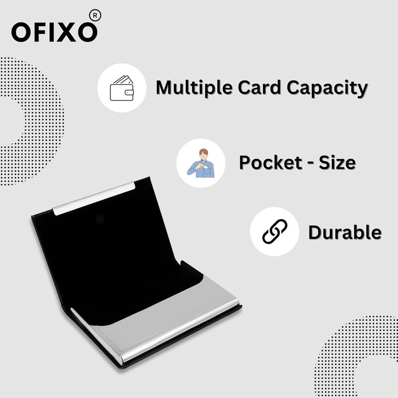 OFIXO حامل بطاقات محفظة بطاقات الائتمان حامل بطاقات العمل حالة بطاقات سوداء جلدية زيارة (OFX-1182) - Image 2