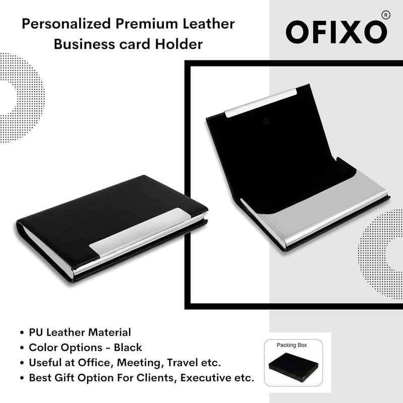 OFIXO حامل بطاقات محفظة بطاقات الائتمان حامل بطاقات العمل حالة بطاقات سوداء جلدية زيارة (OFX-1182) - Image 3