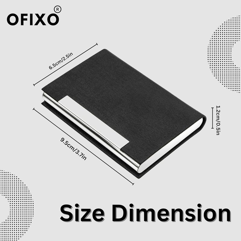 OFIXO حامل بطاقات محفظة بطاقات الائتمان حامل بطاقات العمل حالة بطاقات سوداء جلدية زيارة (OFX-1182) - Image 4