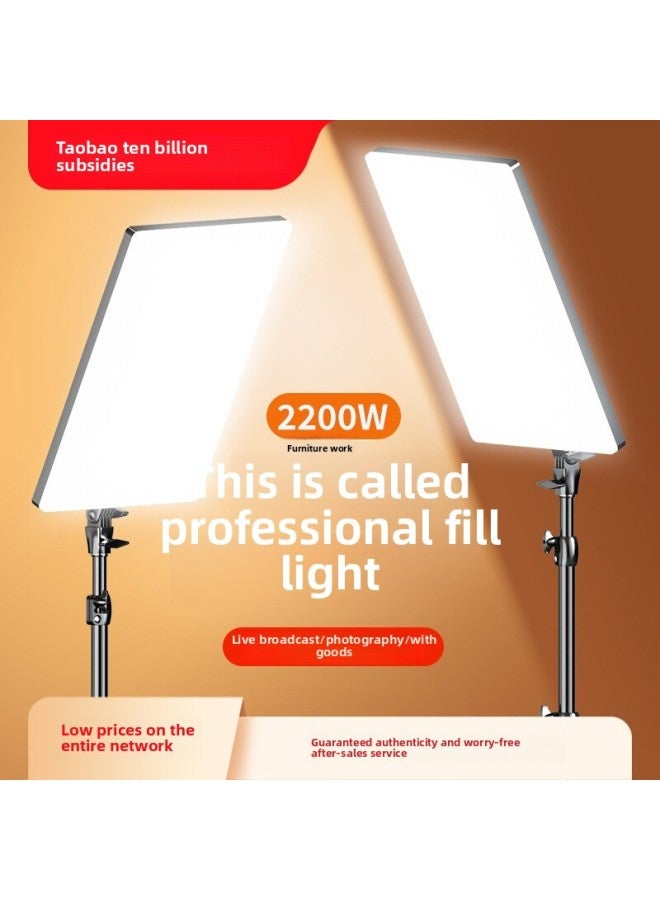 إسكدنيا ضوء ملء مباشر LED لغرفة البث المباشر، مرساة مخصصة للتجميل، ضوء للوجه، ضوء تصوير احترافي للاستوديو، لون فاتح للصور: 19 بوصة + حامل أرضي 2.1 متر*3 - Image 2