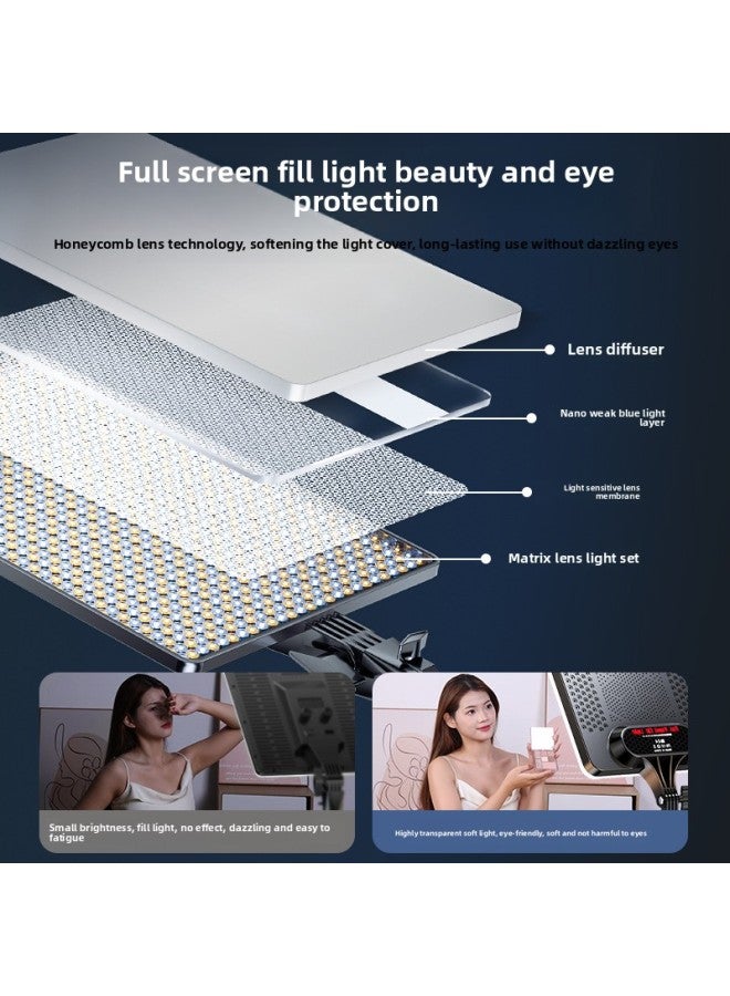 إسكدنيا ضوء ملء مباشر LED لغرفة البث المباشر، مرساة مخصصة للتجميل، ضوء للوجه، ضوء تصوير احترافي للاستوديو، لون فاتح للصور: 19 بوصة + حامل أرضي 2.1 متر*3 - Image 4