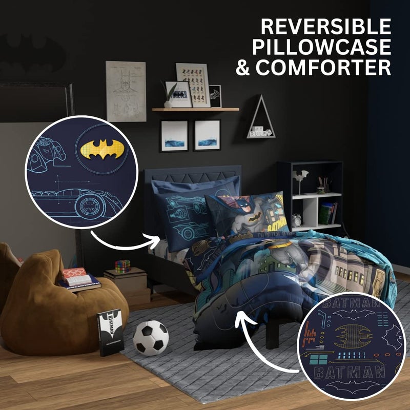 Franco Kids Bedding Super Soft Comforter and Sheet Set, 4 Piece Twin Size, Batman - Image 5
