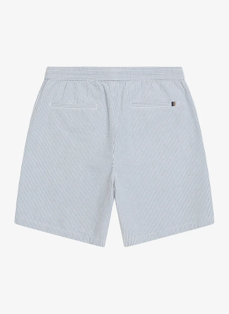 French Connection  Men's Seersucker Blue Striped Drawstring Shorts for Men | Best Price UAE