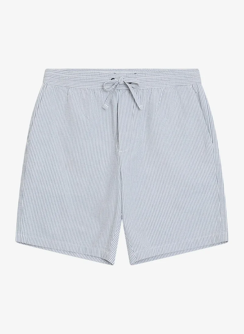 French Connection  Men's Seersucker Blue Striped Drawstring Shorts for Men | Best Price UAE