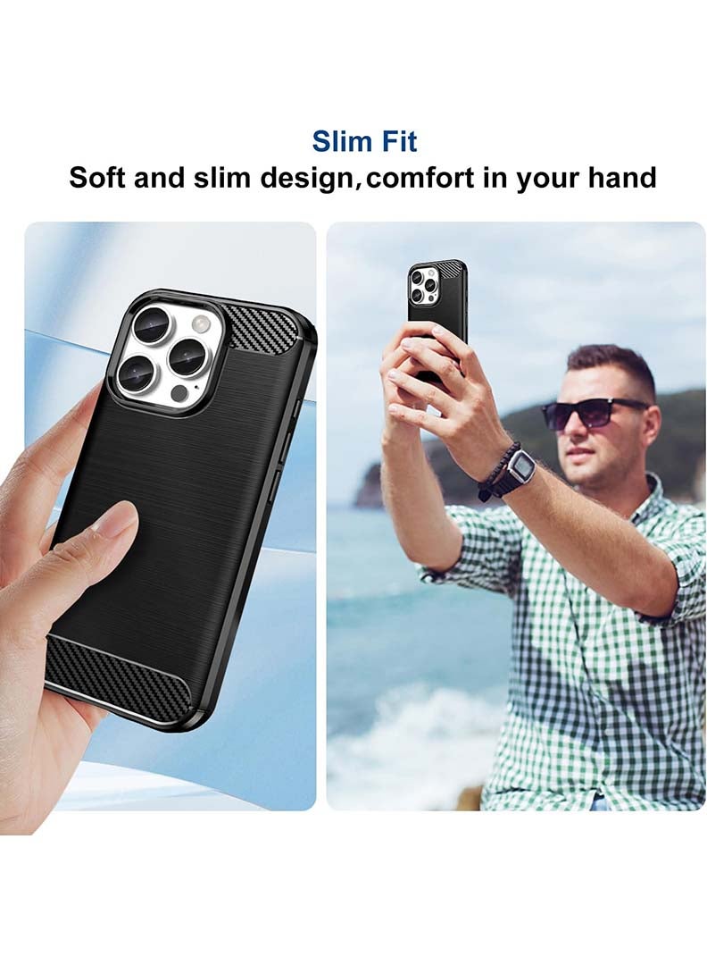 Case Up Case Compatible with Apple iPhone 16 Pro Max, Premium Brushed Carbon Fiber Texture Cover [Camera Protection] Shockproof Soft Cover for Apple iPhone 16 Pro Max, Black - Image 4
