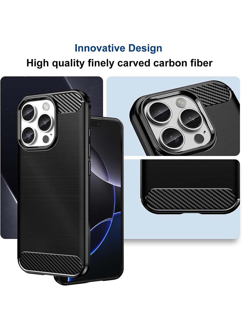 Case Up Case Compatible with Apple iPhone 16 Pro Max, Premium Brushed Carbon Fiber Texture Cover [Camera Protection] Shockproof Soft Cover for Apple iPhone 16 Pro Max, Black - Image 3