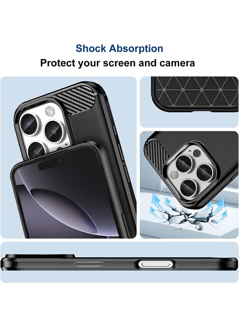 Case Up Case Compatible with Apple iPhone 16 Pro Max, Premium Brushed Carbon Fiber Texture Cover [Camera Protection] Shockproof Soft Cover for Apple iPhone 16 Pro Max, Black - Image 5