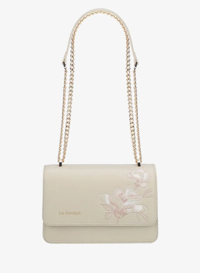 Le Confort CREAM Floral Embroidered Crossbody Bag With Button Closure for Women | Best Price UAE