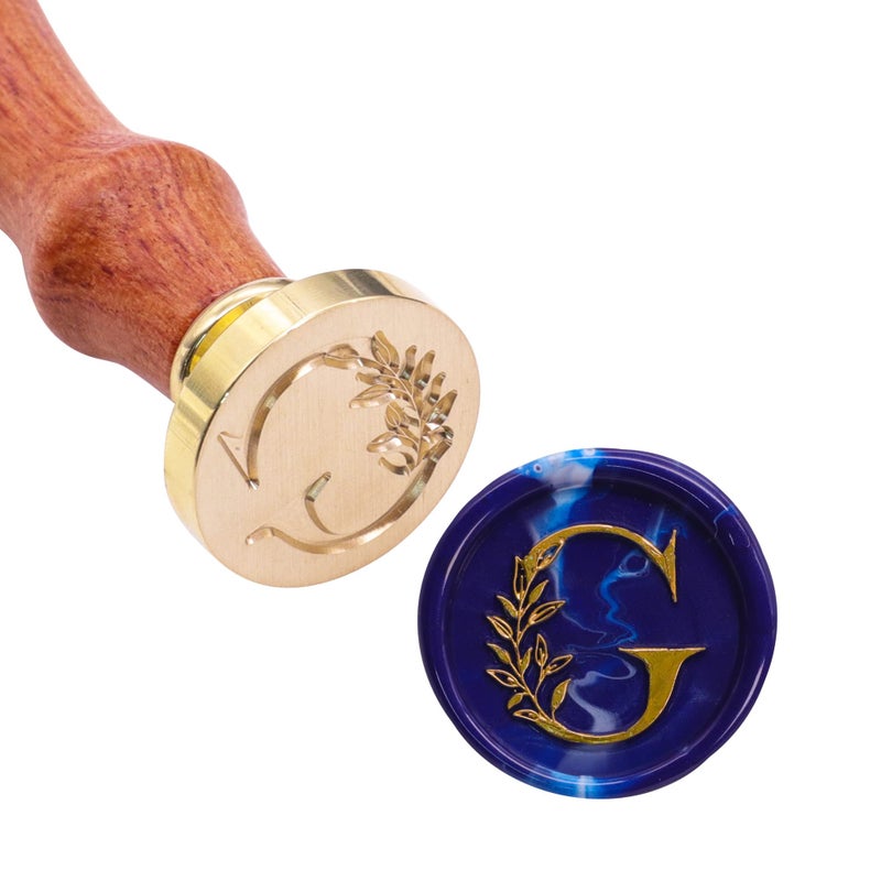 SWANGSA Initial Alphabet G Wax Seal Stamp, Vintage Elegant Botanical Leaves Letter Sealing Stamp for Wedding Party Invitation, Gift Wrap, Envelope, Christmas Thanksgiving Card (G) - Image 2