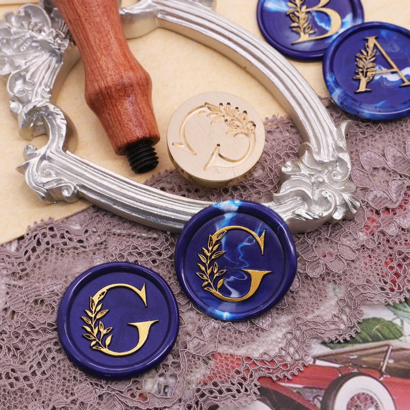 SWANGSA Initial Alphabet G Wax Seal Stamp, Vintage Elegant Botanical Leaves Letter Sealing Stamp for Wedding Party Invitation, Gift Wrap, Envelope, Christmas Thanksgiving Card (G) - Image 4