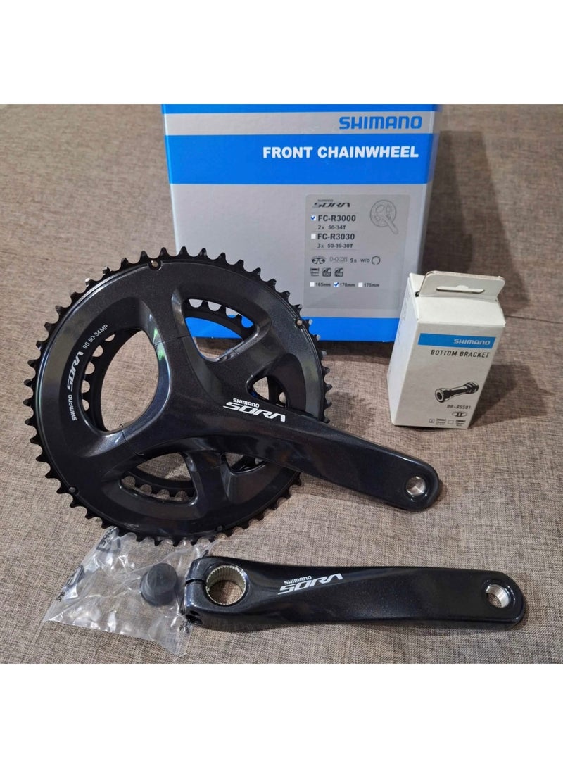 Shimano Sora FC-R3000 Crankset – 165mm, 9-Speed, 50/34T, Hollowtech II - Image 3