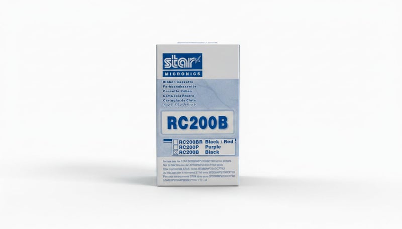 St ar Micronics RC200B Black Ink Ribbon Cassette, Compatible with Star Micronics SP200/MP200/MSP780 Series Dot Matrix Printers - Image 1