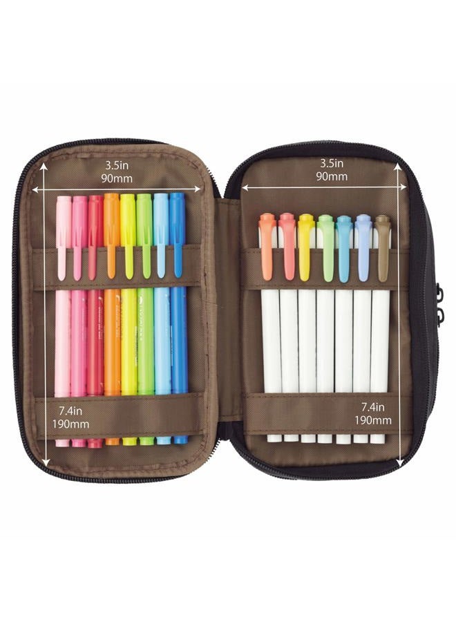 LIHITLAB LIHIT LAB Large Capacity Triple Zipper Pencil Case For School Office College, Big Capacity 8 Compartments Pencil Bag Holder Adults Teen Boys Girls, Travel Cosmetics Storage, Black (A7556-24) - Image 3