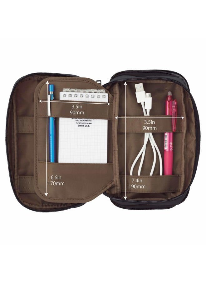 LIHITLAB LIHIT LAB Large Capacity Triple Zipper Pencil Case For School Office College, Big Capacity 8 Compartments Pencil Bag Holder Adults Teen Boys Girls, Travel Cosmetics Storage, Black (A7556-24) - Image 5
