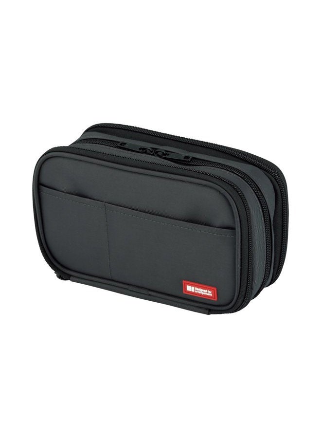 LIHITLAB LIHIT LAB Large Capacity Triple Zipper Pencil Case For School Office College, Big Capacity 8 Compartments Pencil Bag Holder Adults Teen Boys Girls, Travel Cosmetics Storage, Black (A7556-24) - Image 1