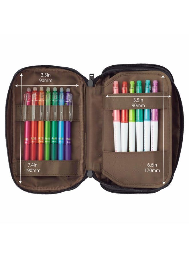 LIHITLAB LIHIT LAB Large Capacity Triple Zipper Pencil Case For School Office College, Big Capacity 8 Compartments Pencil Bag Holder Adults Teen Boys Girls, Travel Cosmetics Storage, Black (A7556-24) - Image 4