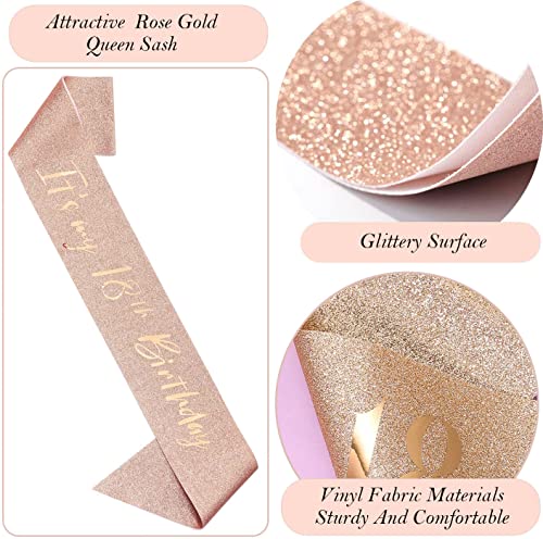 Awfrky 18th birthday decorations for girls, Including 18th Happy Birthday Gifts Queen Sash with Pearl Pin, Sweet Rhinestone Tiara Crown, Cake Toppers, Number Candles and Balloons Set, Rose Gold - Image 4