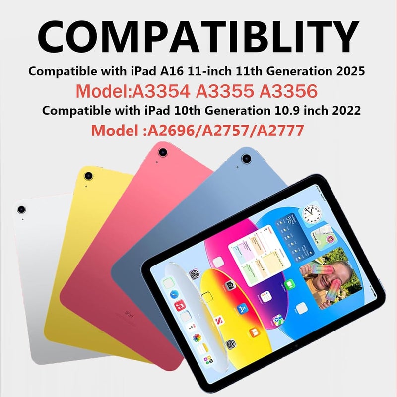 KBCASE for iPad 10th /A16 11th Generation Case with Keyboard Detachable Keyboard Case for iPad 10th 10.9" 2022/A16 11th Generation 11" 2025 with Pencil Holder, Multi-Angle,UK Layout, Black - Image 2