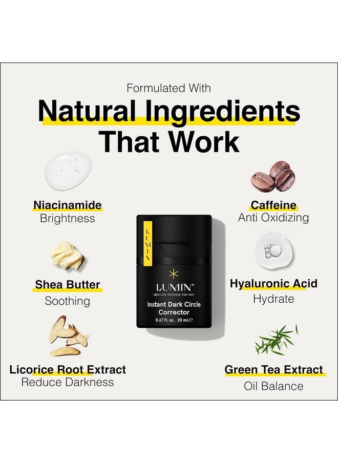 LUMIN - Lumin Instant Dark Circle Corrector for Men (Not A Concealer), Reduce The Look of Dark Circles, Puffiness, Under Eye Men Makeup, Men's Color Correcting Eye Cream, 20mL - Image 1
