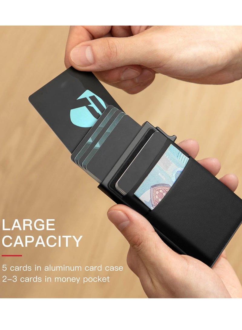 Slim Leather Card Holder Wallet for Men - Minimalist Pop-Up Design with RFID Blocking Technology - Image 3