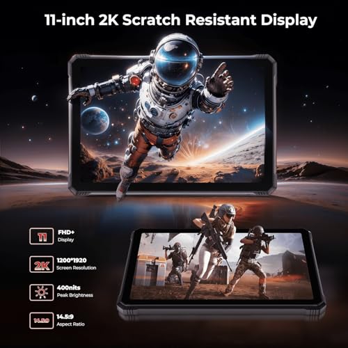 HOTWAV R9 Plus Rugged Tablet 11 inch Android 14 Tablets, 20080mAh Waterproof Tablet, 2K 24GB+512GB/2TB TF Work Tablets, 64MP+16MP Octa-Core IP68&IP69K/4G Dual SIM/5G WiFi/Face ID/GPS/OTG - Image 3