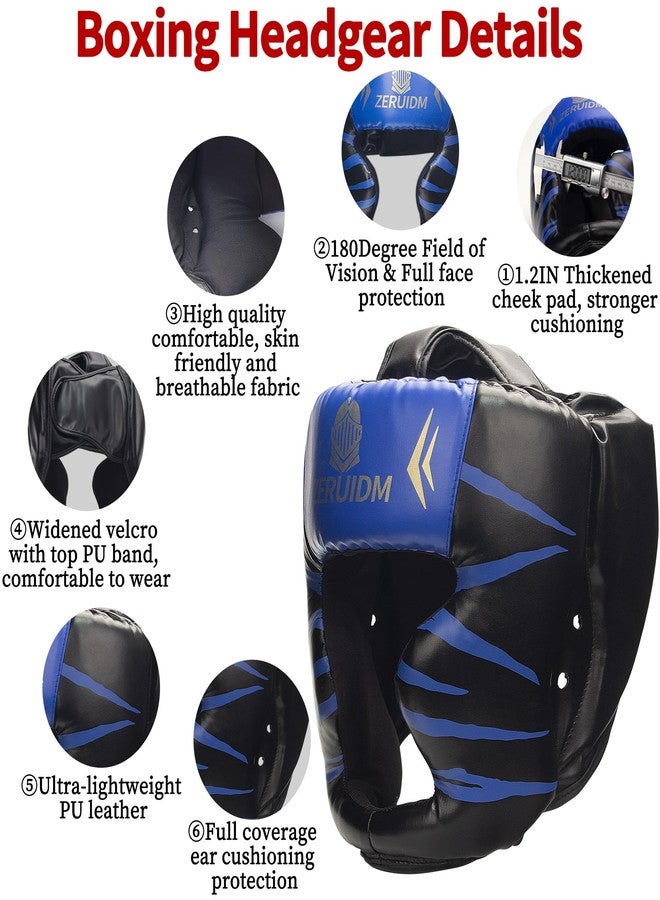 ZERUIDM 6-in-1 Boxing Headgear and Gloves Set, Training Sparring Safety Head Guard for MMA, Kickboxing, Muay Thai Trainees - Kids & Youth - Image 4