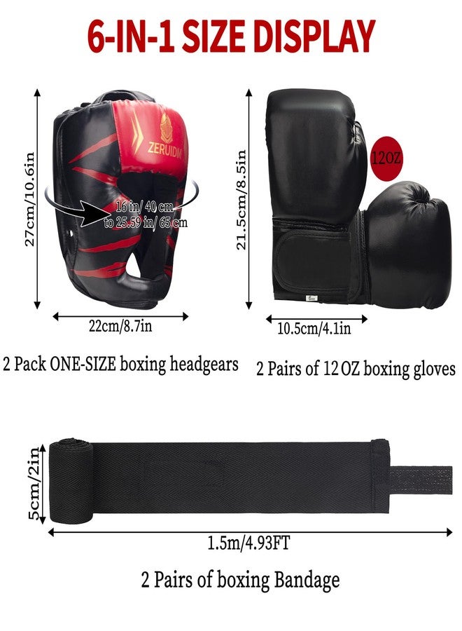 ZERUIDM 6-in-1 Boxing Headgear and Gloves Set, Training Sparring Safety Head Guard for MMA, Kickboxing, Muay Thai Trainees - Kids & Youth - Image 3