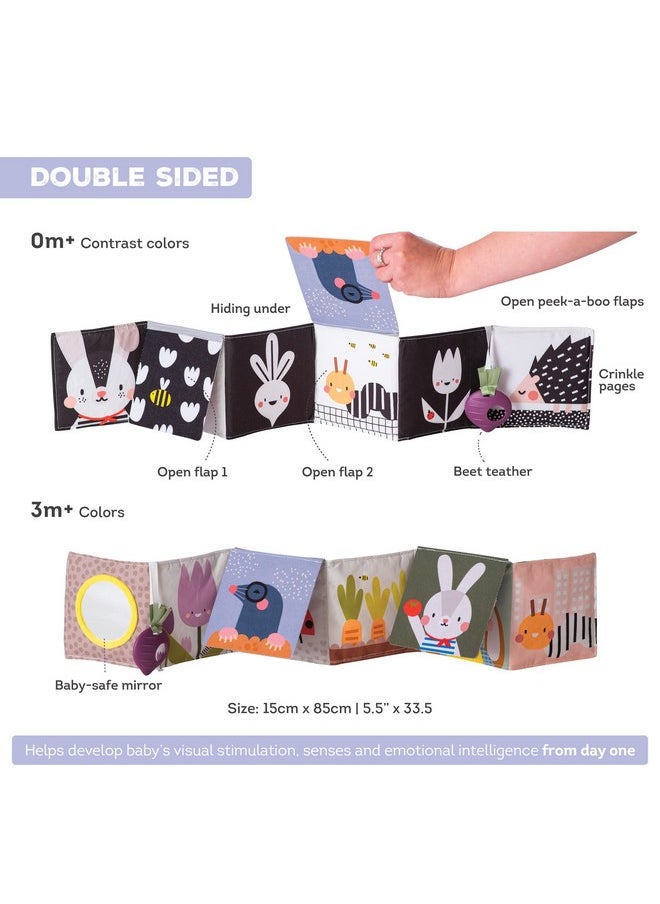 Taf Toys Taf Toys Urban Garden Soft Cloth Newborn Book, Crinkle Baby Book. High Contrast Sensory Toys. Early Education Activity Toy. Infant Tummy Time Toys. Multi-Sensory Textures and a Baby-Safe Mirror  - Image 5