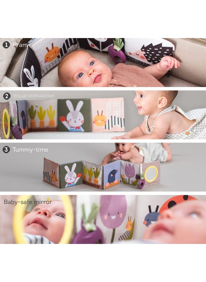 Taf Toys Taf Toys Urban Garden Soft Cloth Newborn Book, Crinkle Baby Book. High Contrast Sensory Toys. Early Education Activity Toy. Infant Tummy Time Toys. Multi-Sensory Textures and a Baby-Safe Mirror  - Image 3
