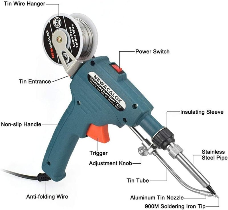 ANYOUI Soldering Gun, Automatic 60W Electronics Solder Iron Gun Kit, Soldering Tools with Desoldering Pump, Tweezers, Soldering Wires, for Jewelry, Home DIY, Circuit Board Repair - Image 3