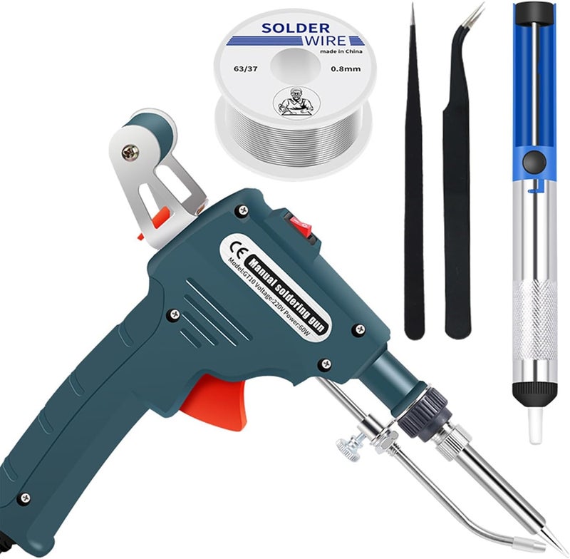 ANYOUI Soldering Gun, Automatic 60W Electronics Solder Iron Gun Kit, Soldering Tools with Desoldering Pump, Tweezers, Soldering Wires, for Jewelry, Home DIY, Circuit Board Repair - Image 1