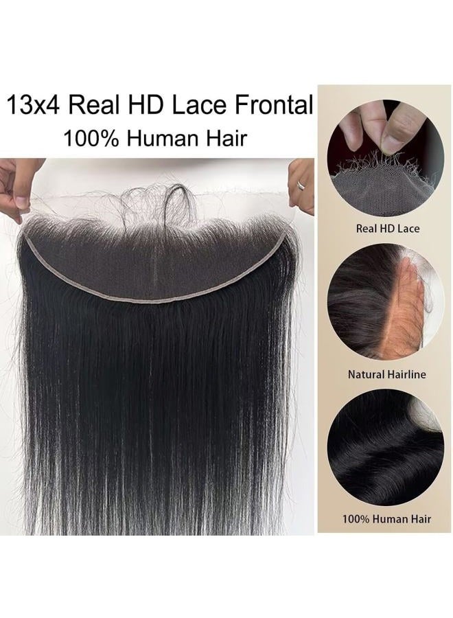 KRN 13x4 لاصق أمامي HD، 0.10 مم رقيق مثل الجلد لاصق أمامي غير مرئي HD مُجهز مسبقًا مع شعر أطفال 12A حرير مستقيم برازيلي بشري إكستensions شعر مفردة العقد 12 بوصة - Image 4