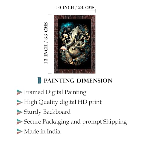 Indianara Lord Ganesha Painting With Frame 13 Inches X 10 Inches - Image 4