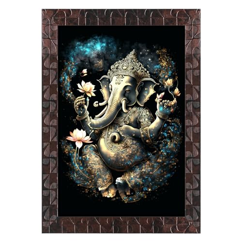 Indianara Lord Ganesha Painting With Frame 13 Inches X 10 Inches - Image 1