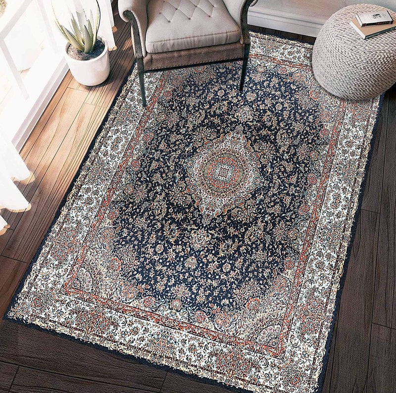 Status Contract Premium Ice Silk Velvet Touch Persian, Kashmiri, Vintage, Runner Rug with Anti Slip Backing for Floor Carpet for Home Living Room, Hall, Office, Kids Room (4 x 6 Ft.) - Image 1