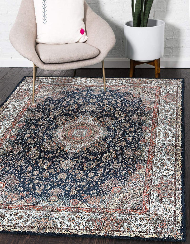 Status Contract Premium Ice Silk Velvet Touch Persian, Kashmiri, Vintage, Runner Rug with Anti Slip Backing for Floor Carpet for Home Living Room, Hall, Office, Kids Room (4 x 6 Ft.) - Image 4