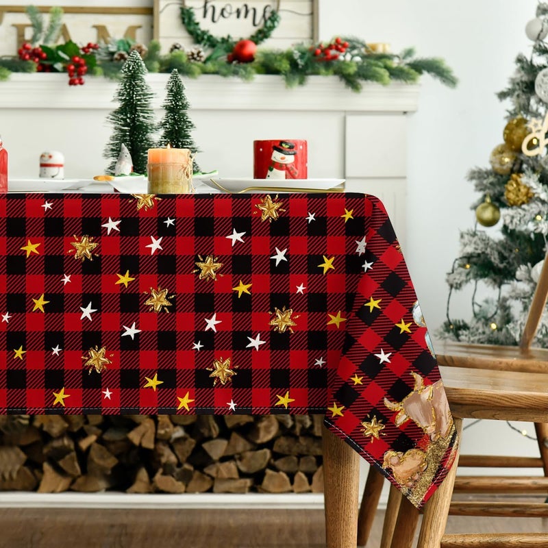 Horaldaily Christmas Tablecloth 6084 Inch Holy Nativity Red Buffalo Plaid Washable Table Cover for Party Picnic Dinner Decor - Image 3