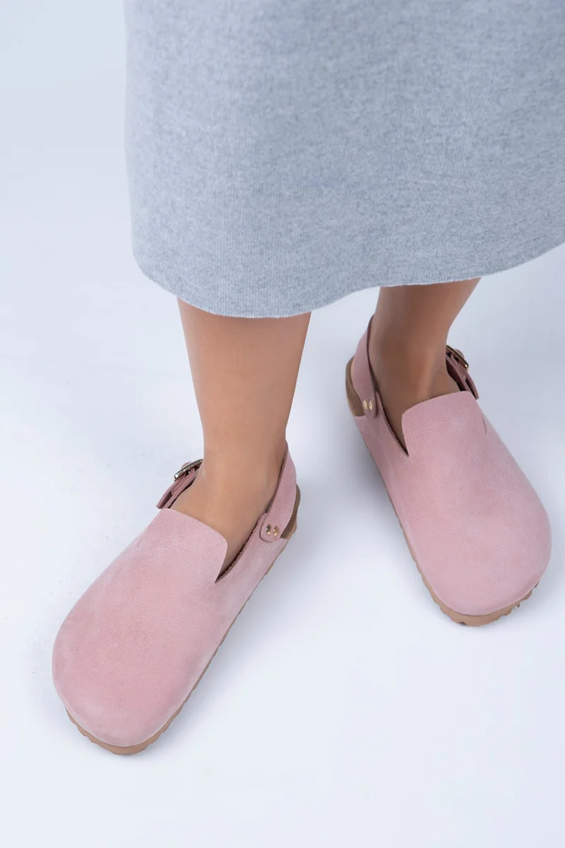 Manijero Manijero Holly Women's Genuine Leather Belted Buckle Pink - Gold Sandals