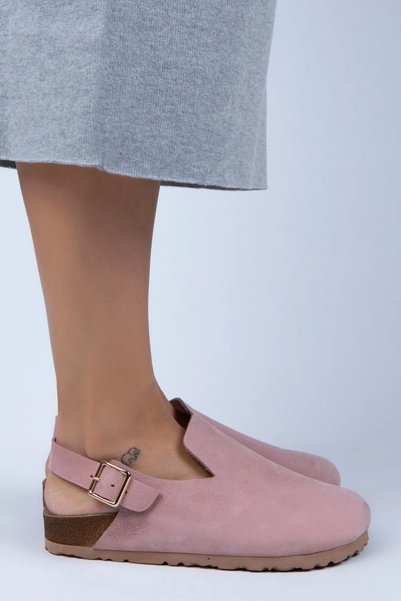 Manijero Manijero Holly Women's Genuine Leather Belted Buckle Pink - Gold Sandals