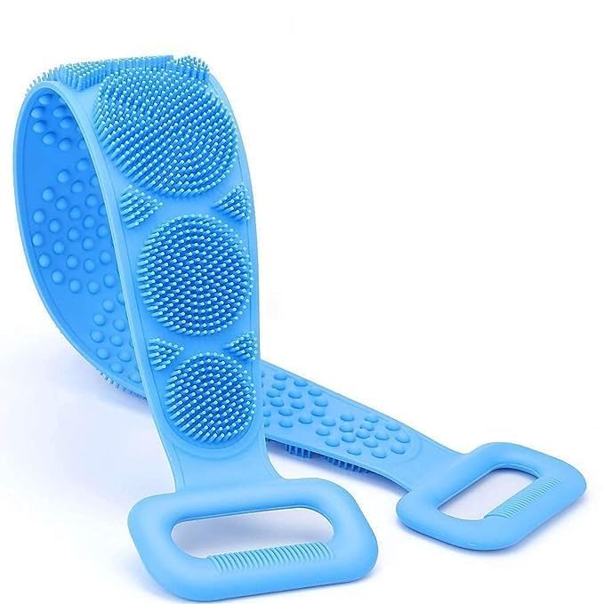 Silicone Body Back Scrubber DoubleSided Bathing Brush Exfoliating Belt for Shower Multicolour - Image 1