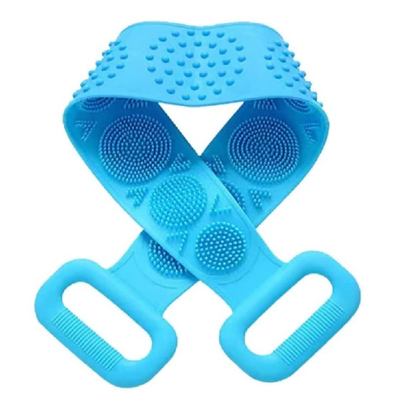 Silicone Body Back Scrubber DoubleSided Bathing Brush Exfoliating Belt for Shower Multicolour - Image 4
