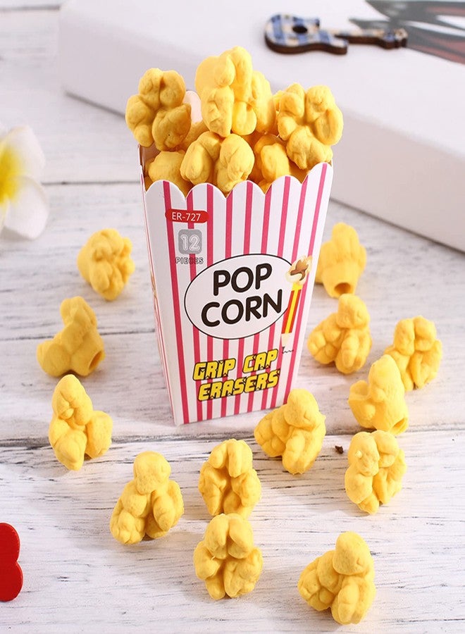 Dreamm Pencil Top Erasers 36 Pack Popcorn Pencil Erasers Toppers Cap Erasers for Kids Cute Fun Novelty Food Erasers for Student School Supplies Prize Gifts Party Favors - Image 2