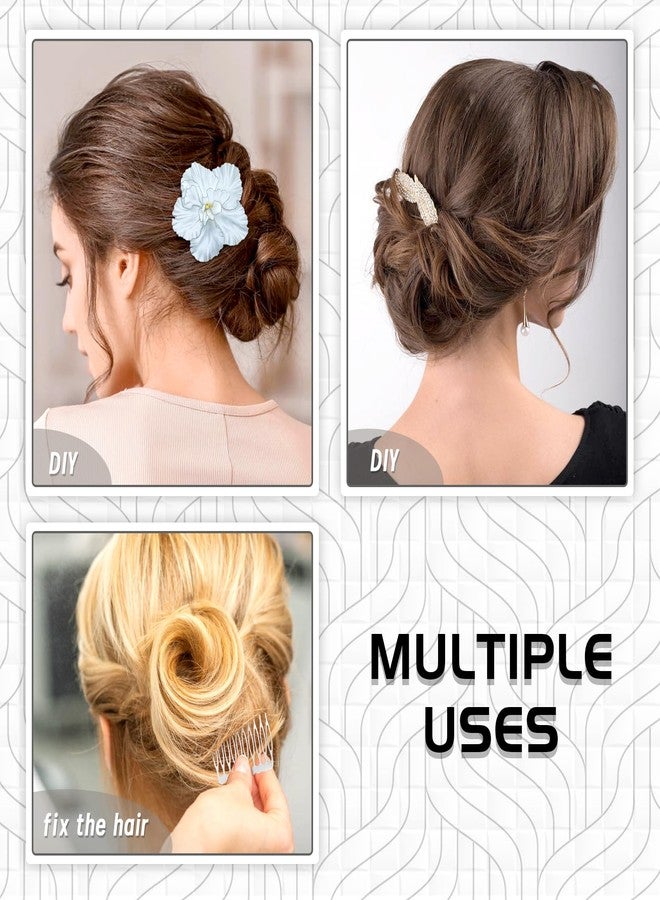 Cinaci 30pcs DIY Plain Blank Craft Silver Metal Hair Side Combs Slides with 10 Teeth Wedding Bridal Veil Combs Headpieces French Twist Bun Hair Clips for Women Flower Girls Brides (Silver-30 Pack) - Image 2