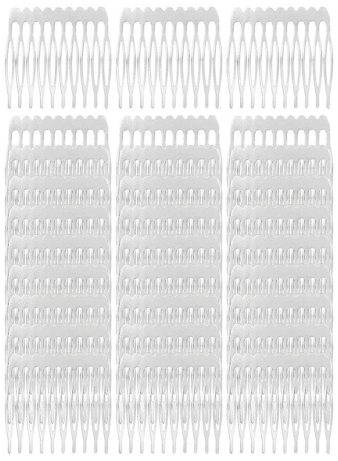 Cinaci 30pcs DIY Plain Blank Craft Silver Metal Hair Side Combs Slides with 10 Teeth Wedding Bridal Veil Combs Headpieces French Twist Bun Hair Clips for Women Flower Girls Brides (Silver-30 Pack) - Image 1