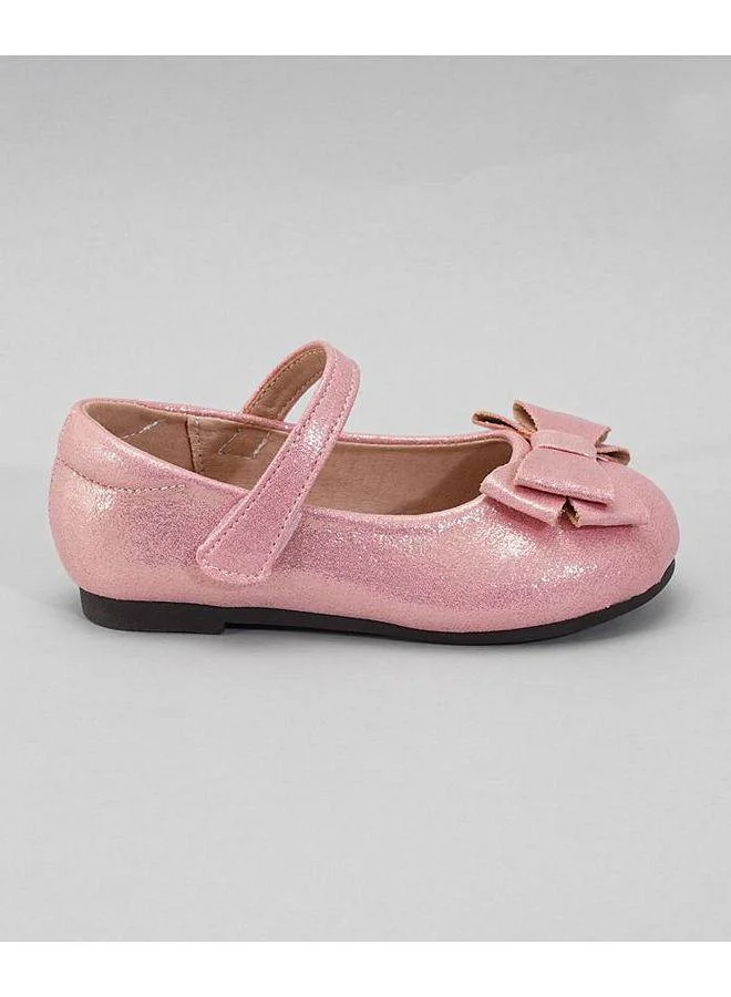 Mark & Mia Mark and Mia Bow Detail Velcro Closure Glittery Party Wear Ballerina Shoes - Pink