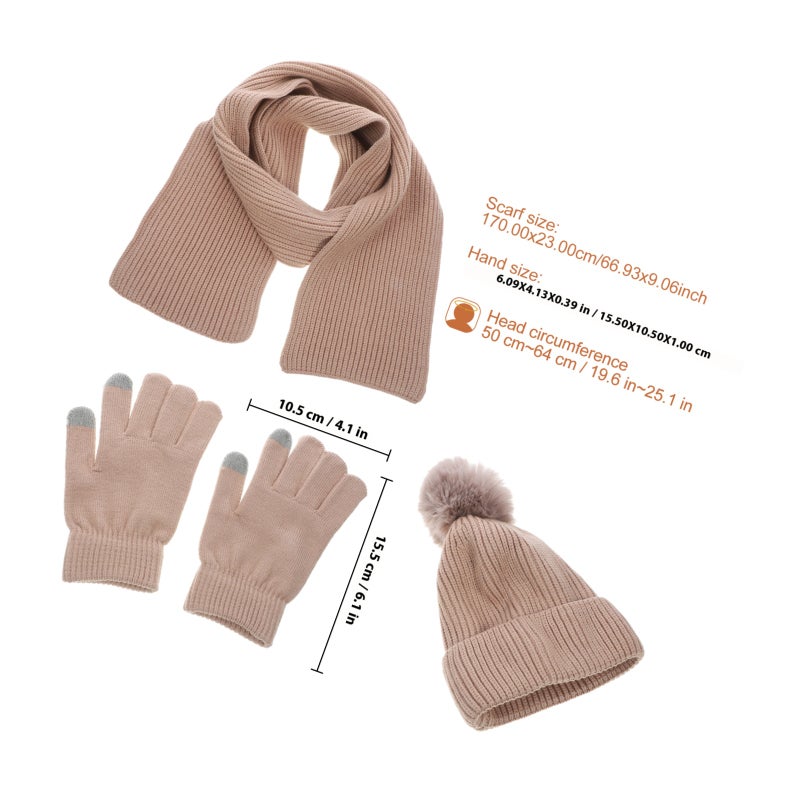 1 Set Winter Gloves Hat Scarf Women Costume Set Winter Warm Scarf Touchscreen Gloves Set for Riding - Image 2