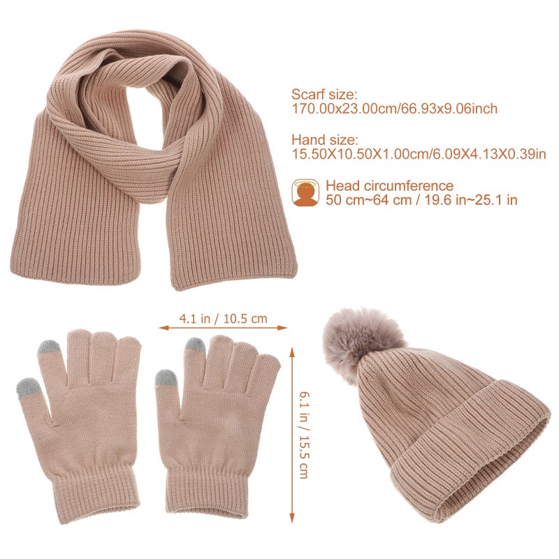 1 Set Winter Gloves Hat Scarf Women Costume Set Winter Warm Scarf Touchscreen Gloves Set for Riding - Image 5
