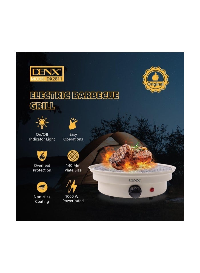 DENX DX2811 Barbecue Grill – Portable Outdoor BBQ Grill with Non-Stick Surface & Removable Grease Tray for Camping, Picnic, Garden & Balcony Cooking - Image 5