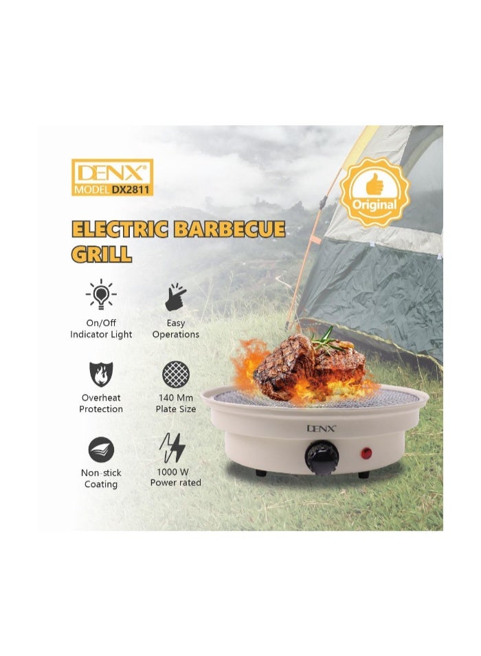 DENX DX2811 Barbecue Grill – Portable Outdoor BBQ Grill with Non-Stick Surface & Removable Grease Tray for Camping, Picnic, Garden & Balcony Cooking - Image 2